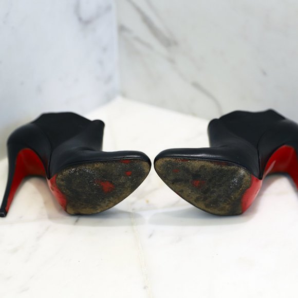 Christian Louboutin Black Leather Bootie Heels - Picture 4 of 6